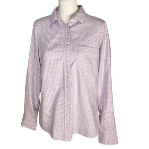 J. Crew Women's Lavender Polka Dot Button Down Shirt Size S Long Sleeve Cotton